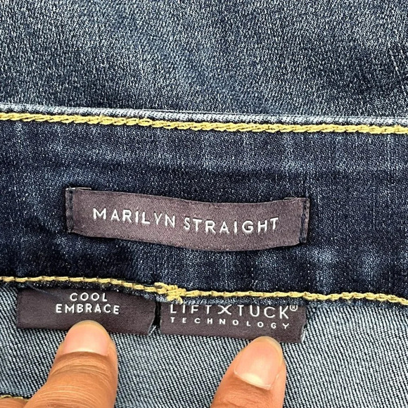 NYDJ Marilyn‎ Crop Straight Jeans Women Sz 12 Stretch Dark Wash Denim - Picture 8 of 10